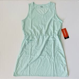 Merrell | Bleached Aqua Striped Woven Dress NWT L Drawstring Waiat